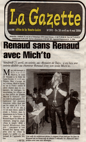 Renaud sans Renaud avec Mich'To - La Gazette